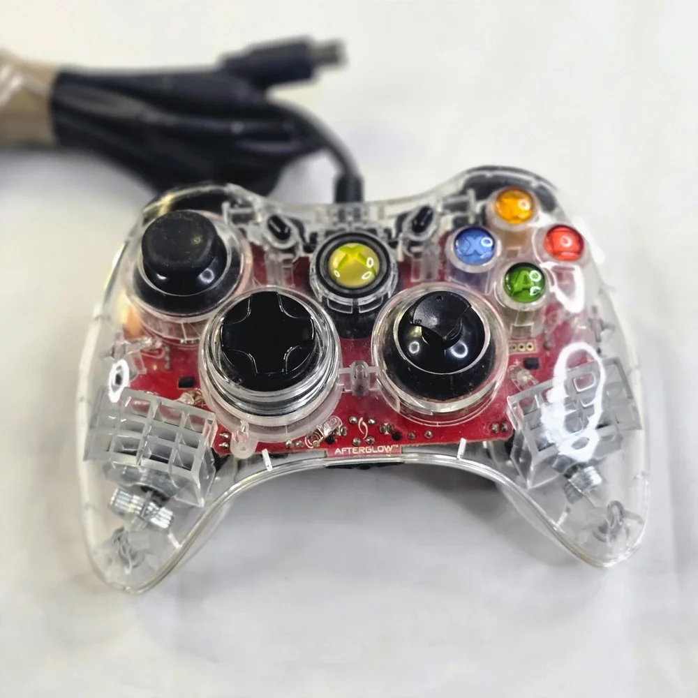 PDP Xbox 360 Afterglow Wired Controller PL-3702 Clear Red PCB Lighting